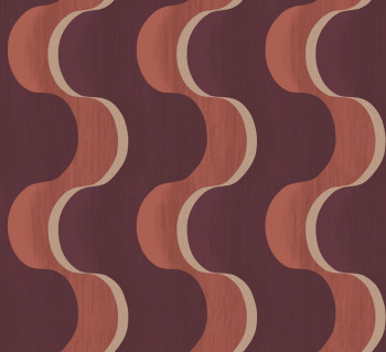 Vliestapete, burgund-braun, 3D-Wellen, RHA104, Rhapsody, Masureel