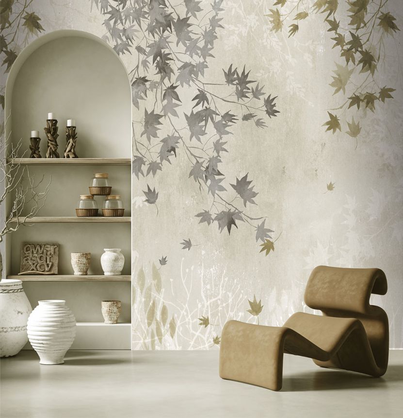 Vlies-Fototapete, grau, Zweige, Blätter, FW4026-3, Feature Walls, Decoprint