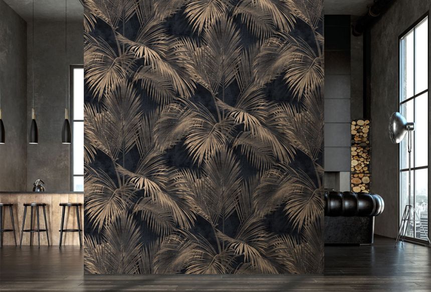 Vlies-Fototapete, schwarz-braun, Palmen, Blätter, FW4034-1, Feature Walls, Decoprint