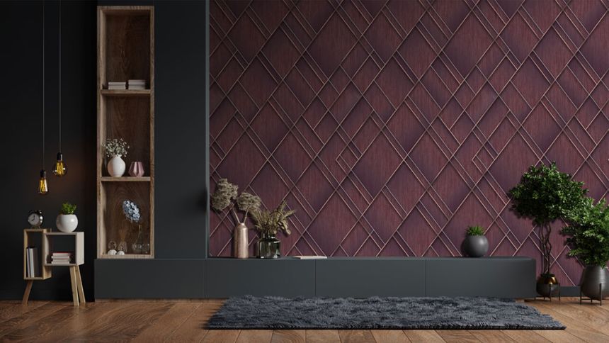 Geometrische Vlies-Fototapete, weinrot, FW4037-4, Feature Walls, Decoprint