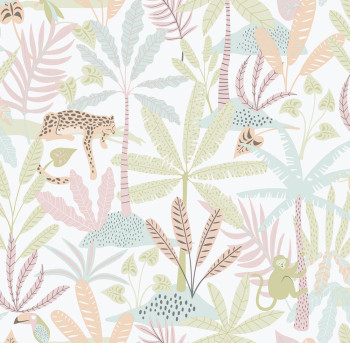 Kinder Vliestapete, rosa, Dschungel, 286-1, Enzo,  ICH Wallcoverings