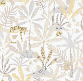 Kinder Vliestapete, grau-beige, Dschungel, 286-3, Enzo,  ICH Wallcoverings