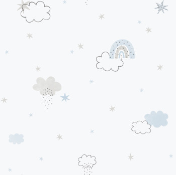 Kinder Vliestapete, blau, Wolken, 288-2, Enzo,  ICH Wallcoverings