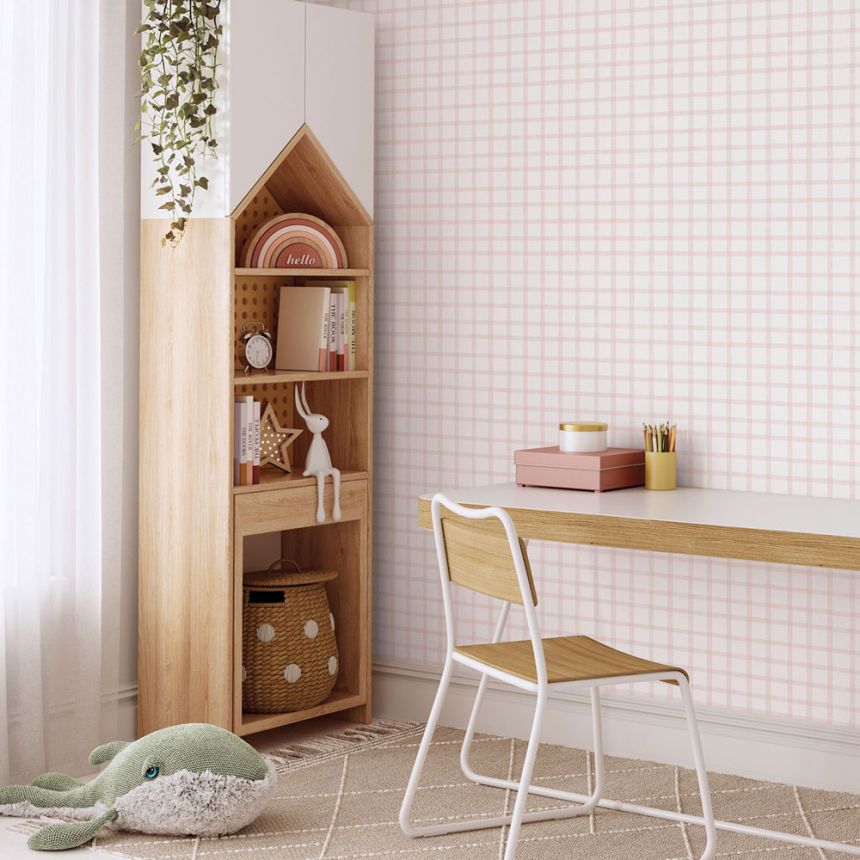 Geometrische Vliestapete, rosa, káro, 290-1, Enzo,  ICH Wallcoverings