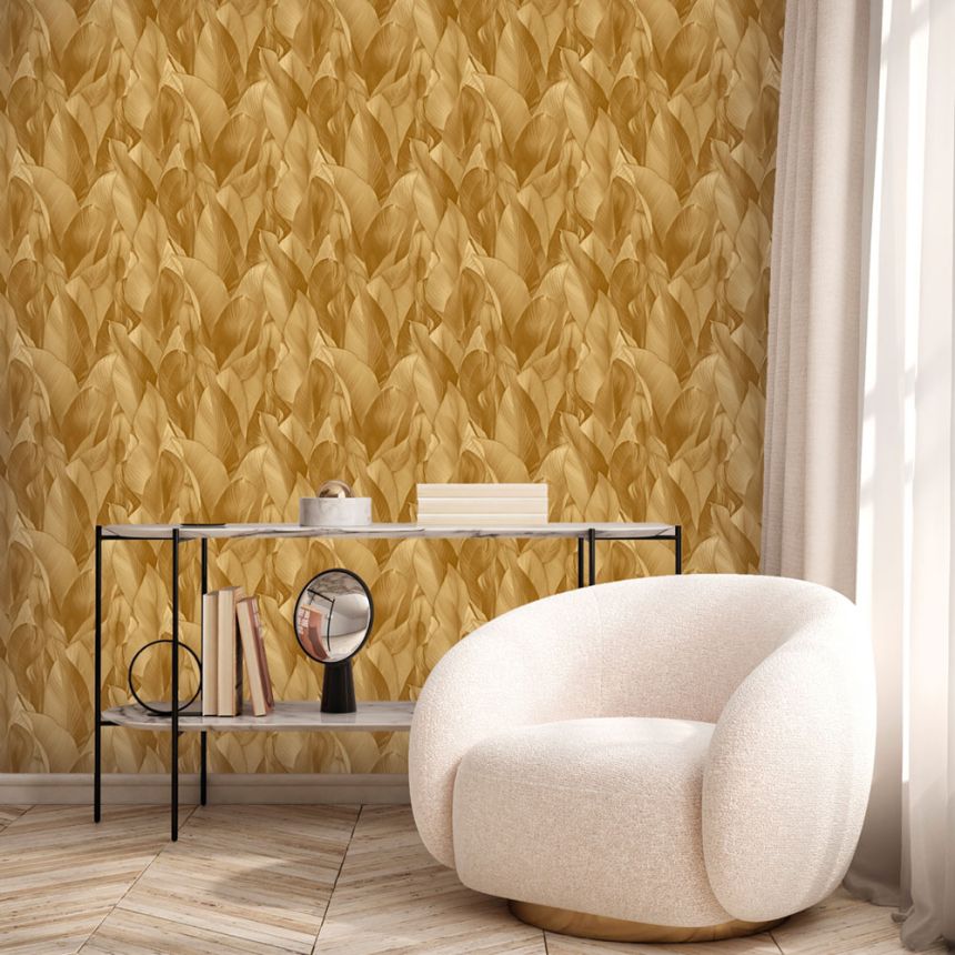 Luxuriöse Vliestapete, braun-beige, Blätter, Z57701, Architexture 2,  Zambaiti Parati