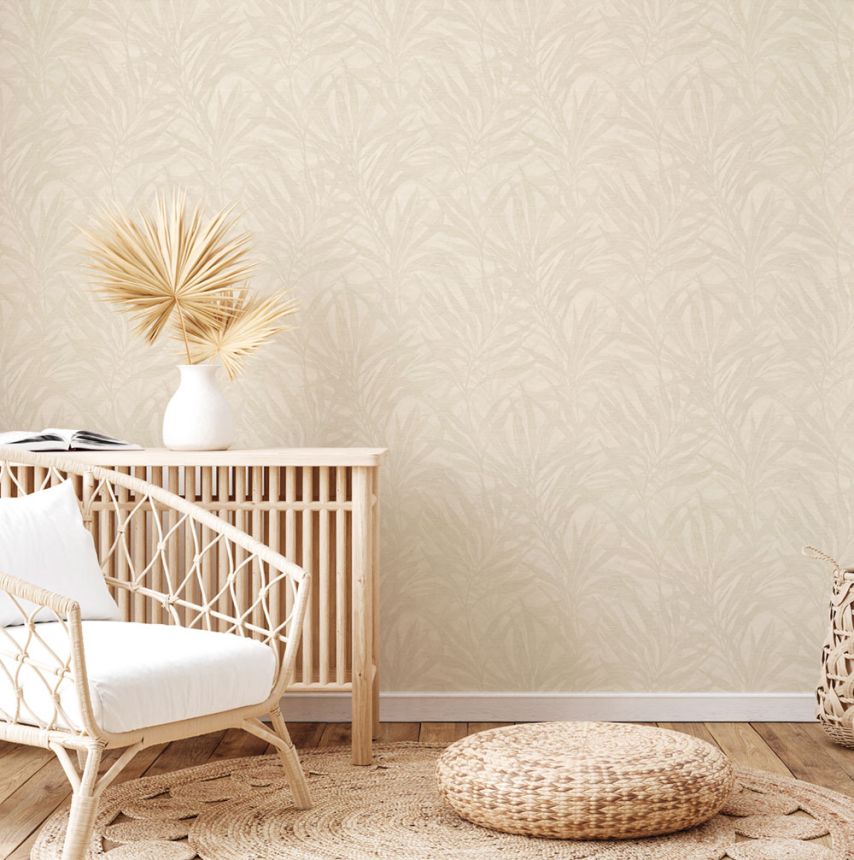 Luxuriöse Vliestapete, grau-creme, Blätter, Z57738, Architexture 2,  Zambaiti Parati