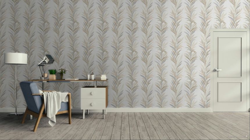 Tapete, creme-grau, Blätter, 35903, Ornamenta, Parato by Cristiana Masi