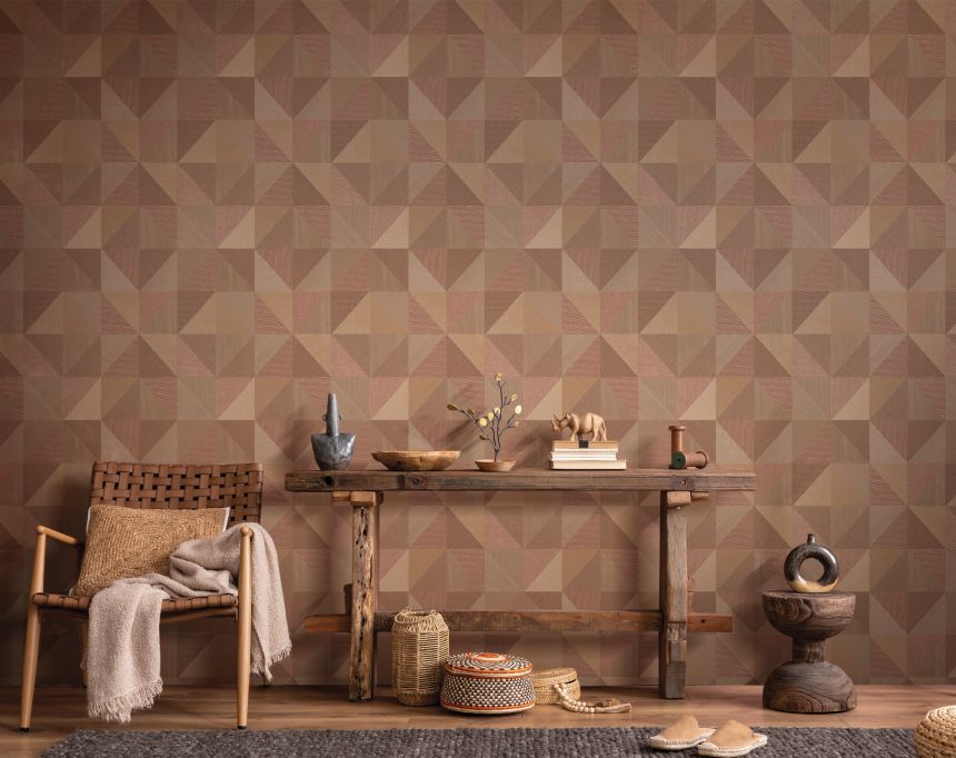 Geometrische Tapete, braun-rot, 32418, Vitalis, Parato by Cristiana Masi