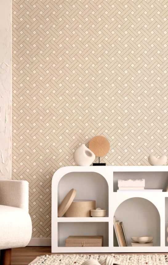 Geometrische Tapete, braun-beige, 32423, Vitalis, Parato by Cristiana Masi
