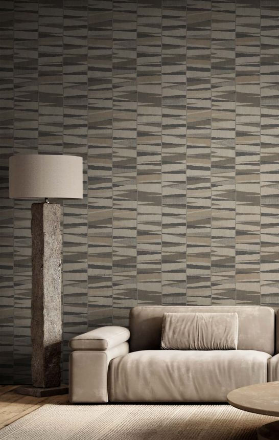 Geometrische Tapete, grau-braun, 32449, Vitalis, Parato by Cristiana Masi