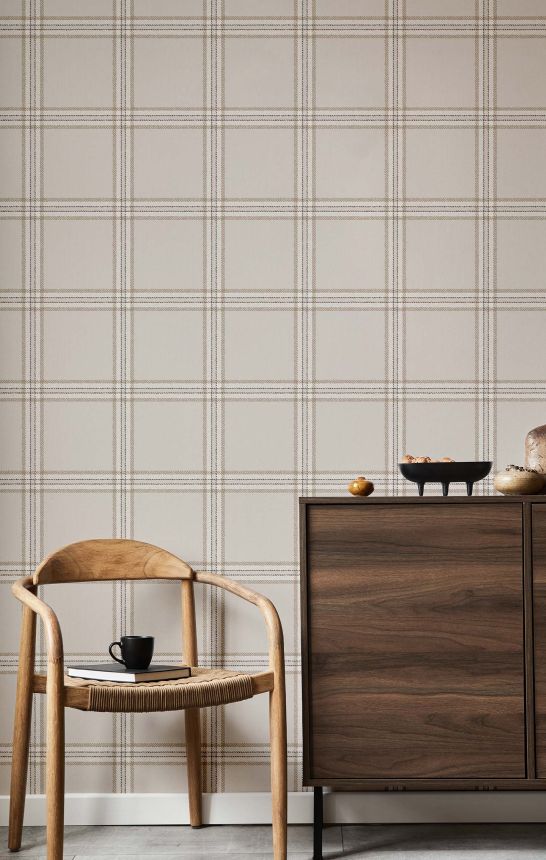 Tapete, grau-beige, Stoffoptik, 38411, Top Stripes, Parato by Cristiana Masi