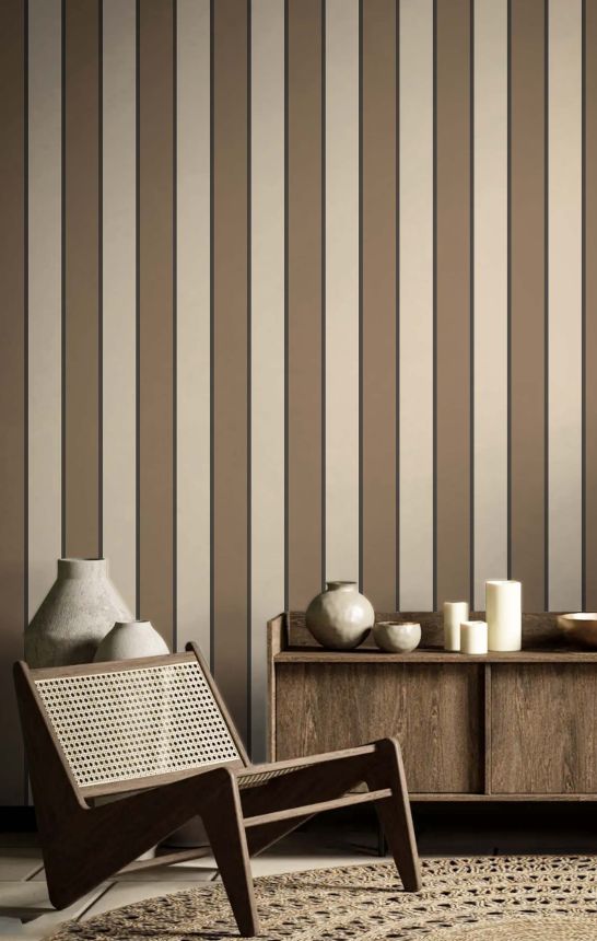 Tapete, braun, Stoffoptik, Streifen, 38469, Top Stripes, Parato by Cristiana Masi