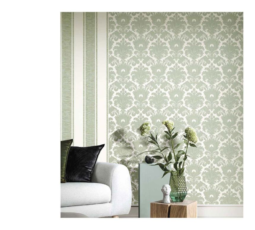 Vliestapete, creme-grün, Streifen, 23675, The Best Classic & Elegant, Cristiana Masi by Parato