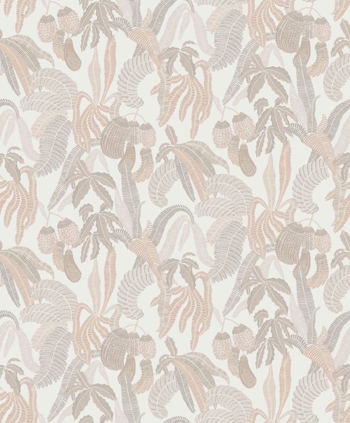 Vliestapete, beige, Blätter, ROM001, Romance, Masureel
