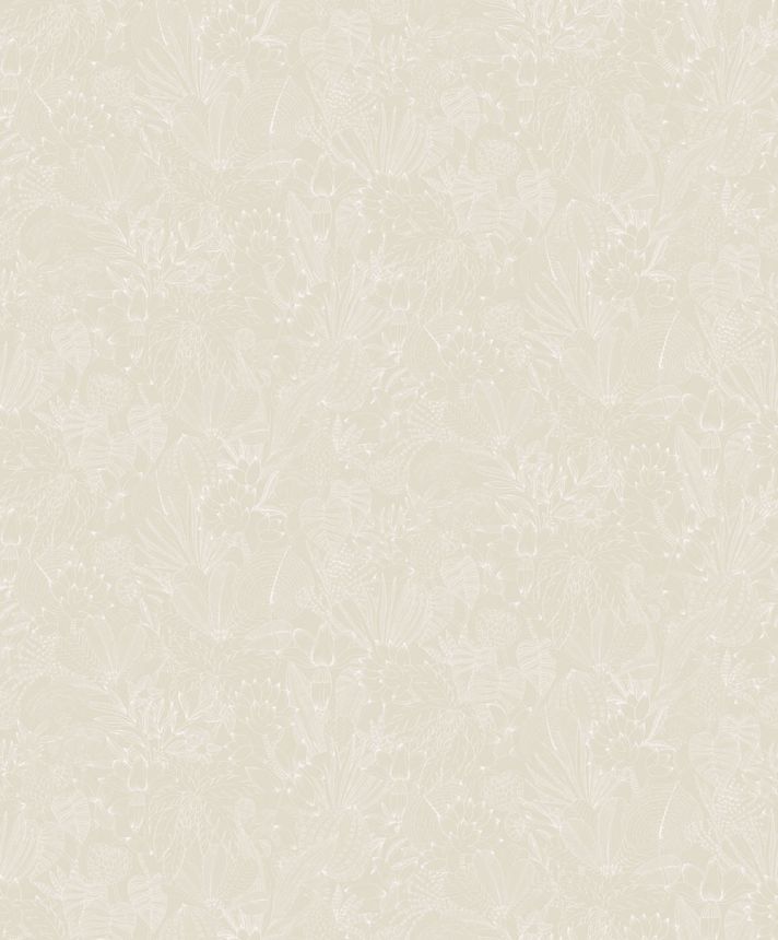 Vliestapete, beige, Blätter, ROM101, Romance, Masureel