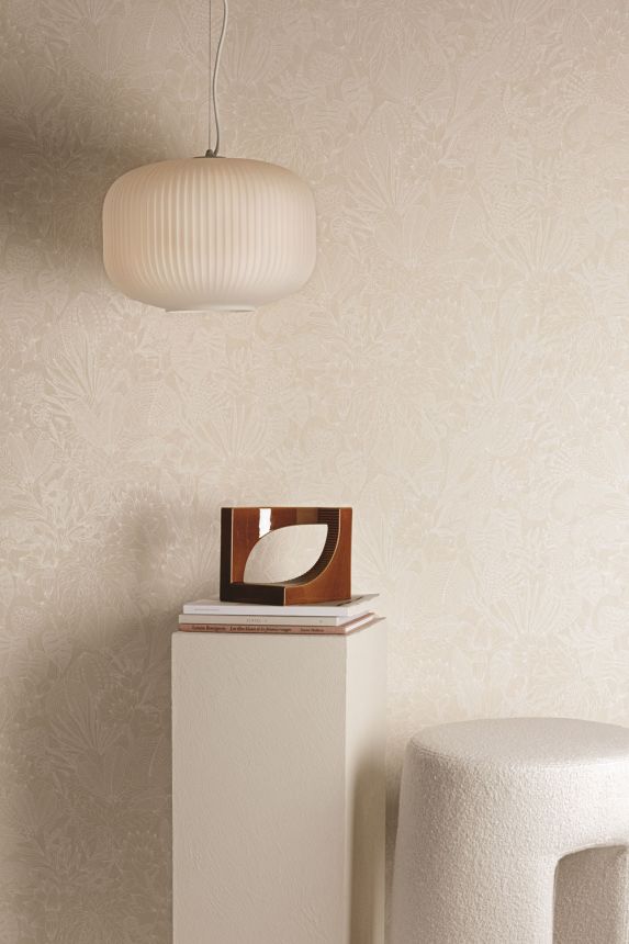 Vliestapete, beige, Blätter, ROM101, Romance, Masureel