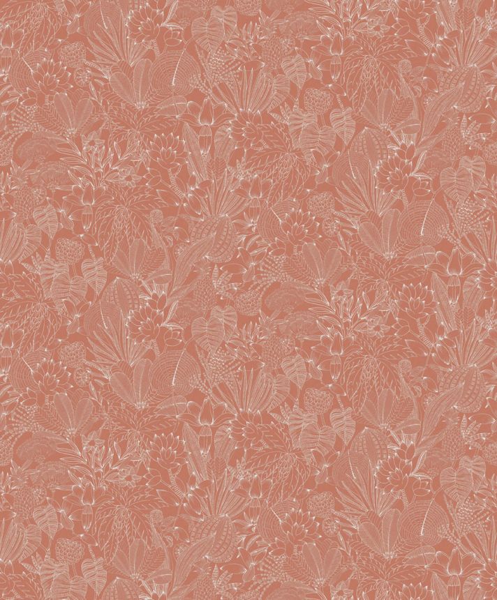 Vliestapete, braun-rosa, Blätter, ROM104, Romance, Masureel