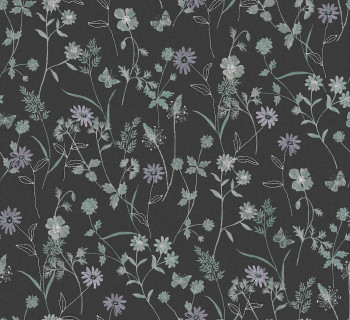 Tapete, schwarz, Blumen, ZON101, Amazone, Masureel
