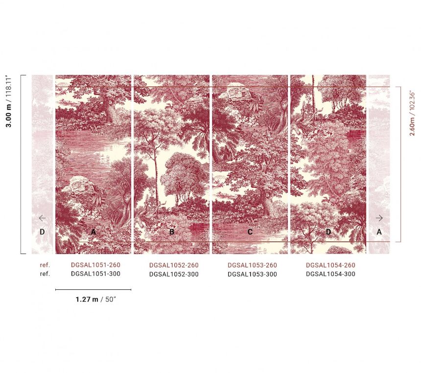 Fototapete, rot, Wald, Bäume, DGSAL1052-260, Amazone, Masureel
