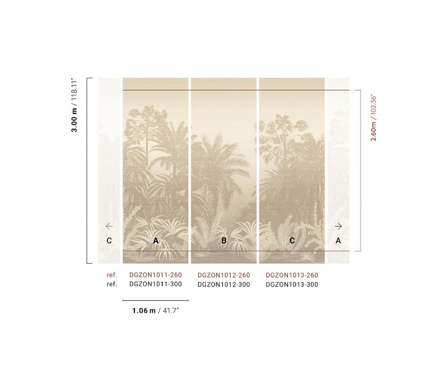 Fototapete, beige-grau, Palmen, DGZON1011-260, Amazone, Masureel