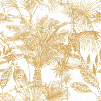 Vliestapete Exotische Blätter, Affen und Giraffen JF3503, Botanica, Vavex