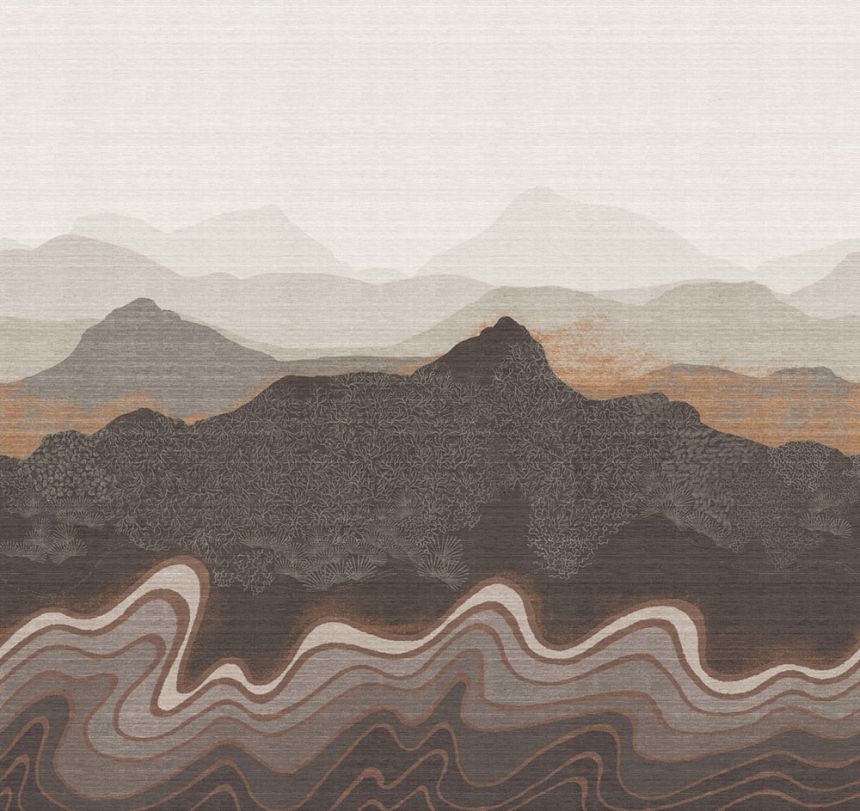 Bildtapete, grau-braun, Berglandschaft, DGZON2033-260, Amazone, Masureel