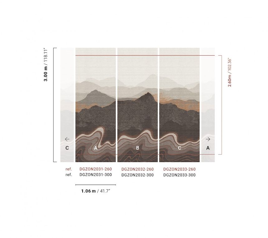 Bildtapete, grau-braun, Berglandschaft, DGZON2033-300, Amazone, Masureel