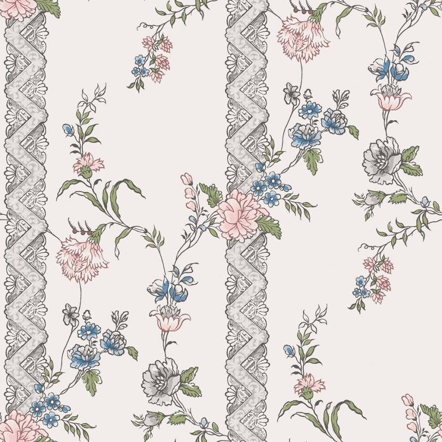 Weiße Tapete, Blumen, 4507, Icons, Borastapeter