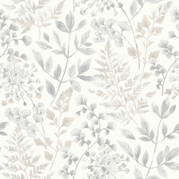 Tapete, grau-beige, Blätter, 38727, Borosan Hem, Boråstapeter
