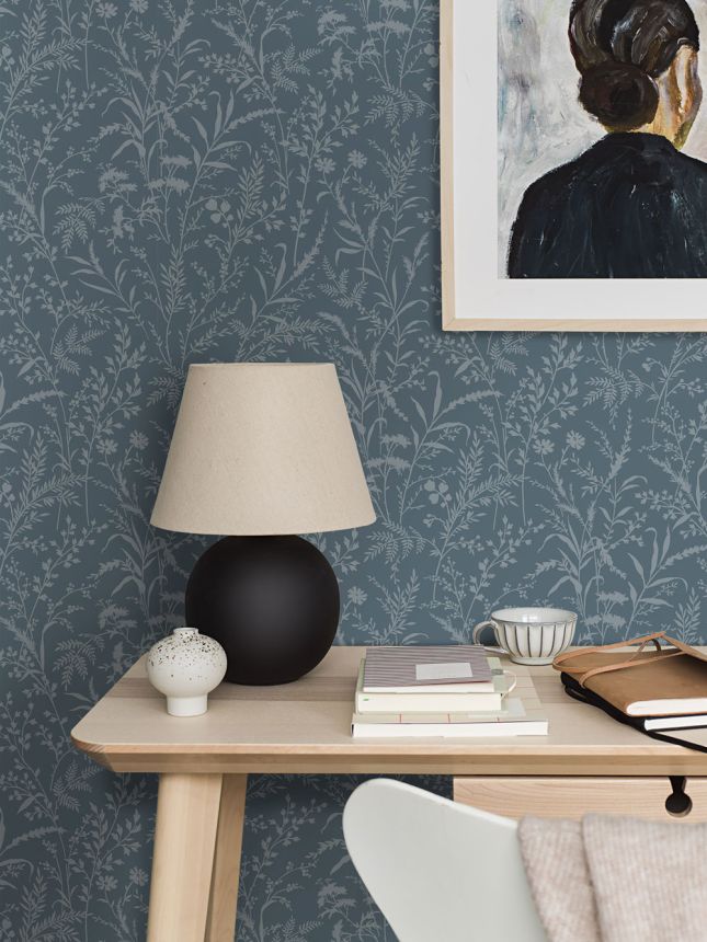 Tapete, blau, Blumen, Gräser, 38739, Borosan Hem, Boråstapeter