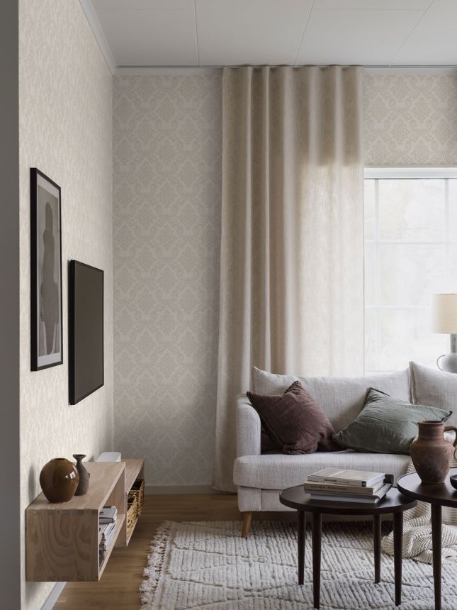 Tapete, grau-beige, Ornamentmuster, 38744, Borosan Hem, Boråstapeter