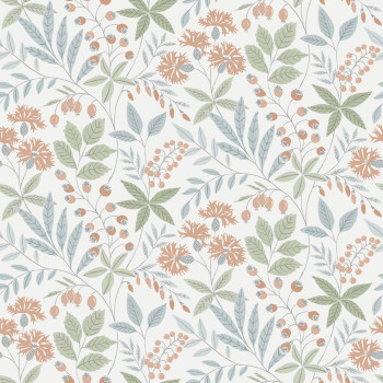 Tapete, blau-grün, Blumen, Blätter, 38753, Borosan Hem, Boråstapeter