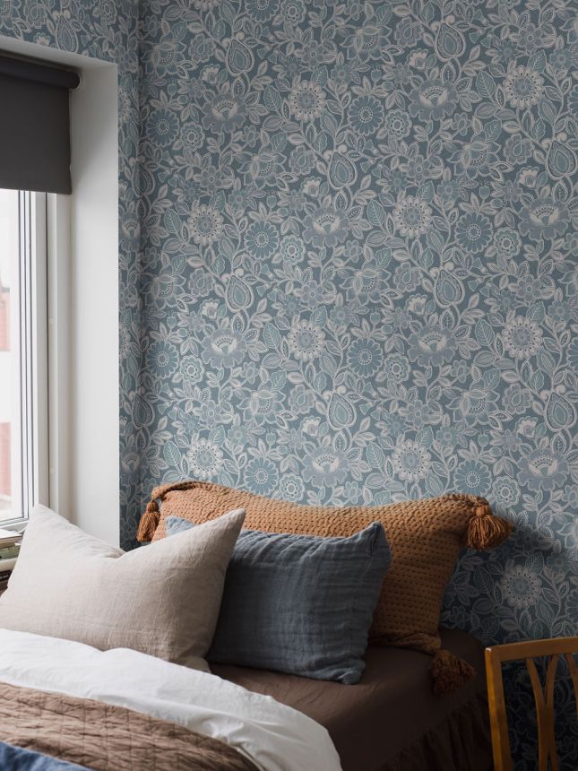 Tapete, blau, Blumen, 38760, Borosan Hem, Boråstapeter