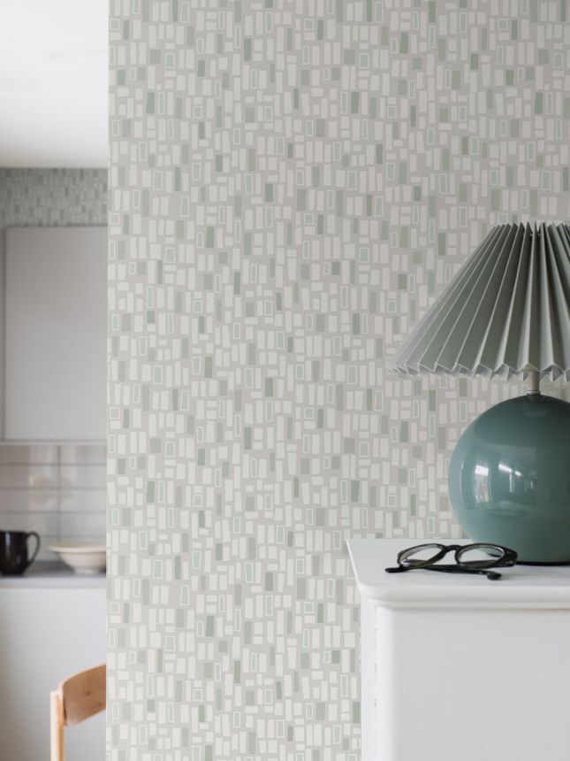 Geometrische Tapete, grau-grün, 38762, Borosan Hem, Boråstapeter