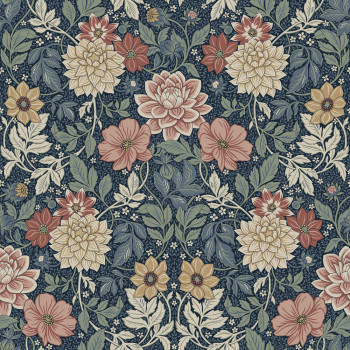Blaue Tapete, Blumen, 7690, Icons, Borastapeter