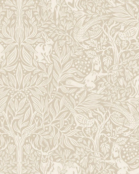 Tapete, beige, Bäume, Blätter, Tiere, 4824, New Heritage, Boråstapeter