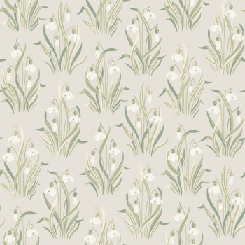 Tapete, beige, Blumen, Schneeglöckchen, 4835, New Heritage, Boråstapeter