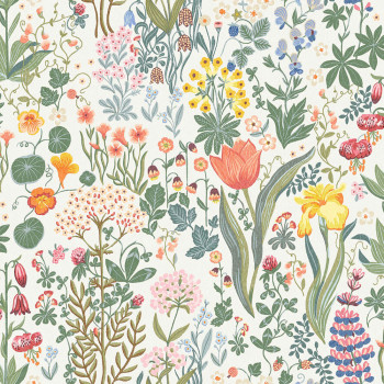 Weiße Tapete, Blumen, 2053, Icons, Borastapeter