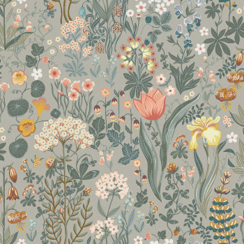 Graue Tapete, Blumen, 2054, Icons, Borastapeter