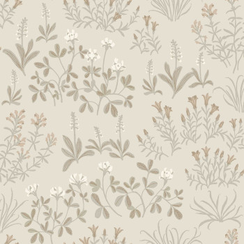 Tapete, beige-grau, Blumen, 5805, Nordic Folk, Borastapeter