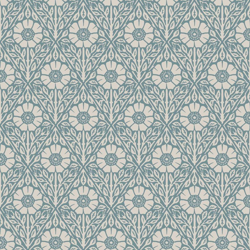 Tapete, blau, Blumen, 5813, Nordic Folk, Borastapeter
