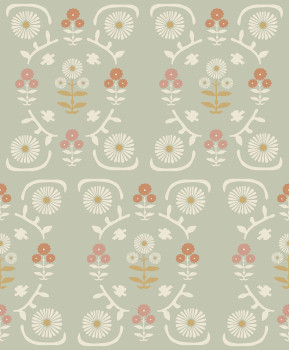 Tapete, grün, Blumen, 5820, Nordic Folk, Borastapeter