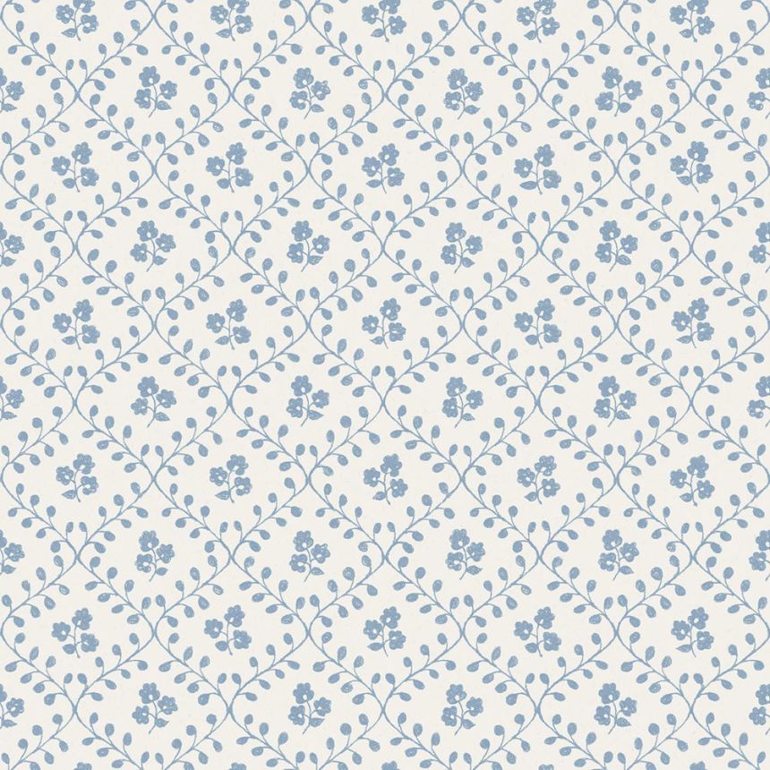 Tapete, weiß-blau, Blumen, 5822, Nordic Folk, Borastapeter
