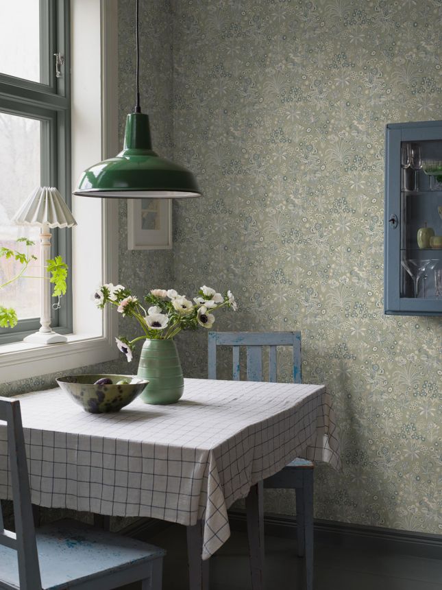 Tapete, grün, Blumen, 5826, Nordic Folk, Borastapeter