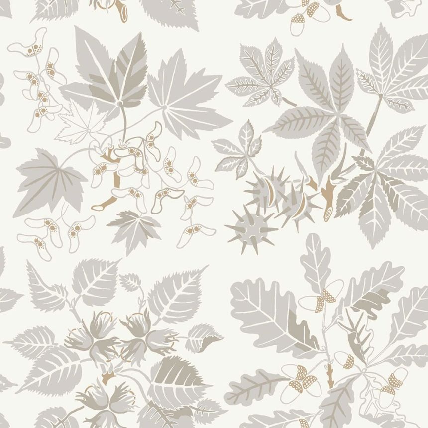 Tapete, beige-grau, Blätter, 5833, Nordic Folk, Borastapeter