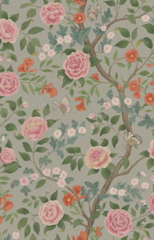 Tapete, braun-grün, Blumen, Kamelie, 5729, Orangeri, Boråstapeter