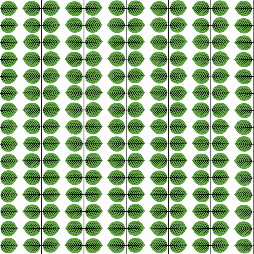 Weiß-grüne Tapete, Blätter, 1750, Icons, Borastapeter