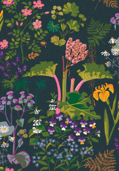 Blaue Tapete, Blumen, Blätter, 1792, Icons, Borastapeter