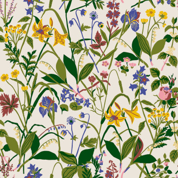 Weiße Tapete, Blumen, 1962, Icons, Borastapeter