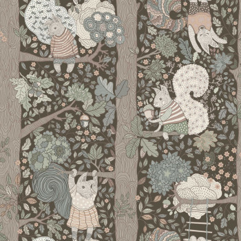 Kinderzimmer Tapete, braun-grün, Tiere, 6290, Icons, Borastapeter